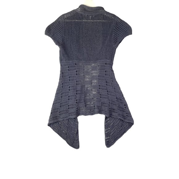 CABI Open Knit Sweater Cardigan Womens SZ M Croc‎ Linen Cotton Ramie Coquette - Picture 2 of 8